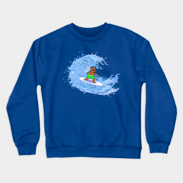 Teddy bear surfing Crewneck Sweatshirt by ElleNico Art & Design